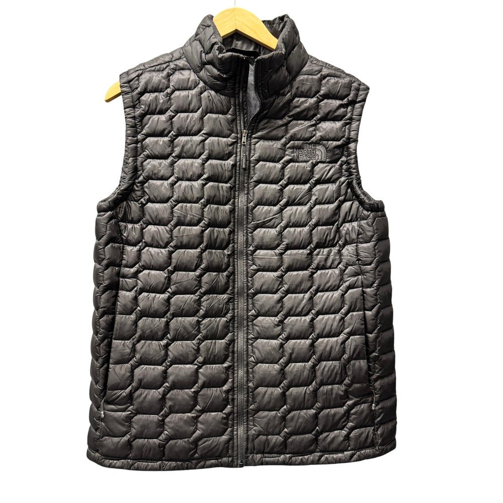 The North Face Vest Mens M ThermoBall Black Puffer NF0A3KTW Full Zip Outdoor